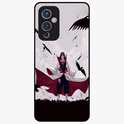 Crimson Crow Ascension Glass Case showing flat back view with mystical crow artwork and glossy glass finish.