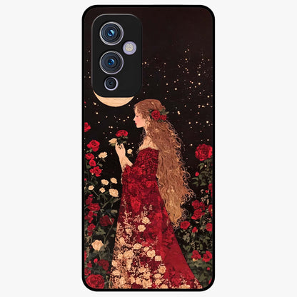 Crimson Dreams Glass Case showing flat back view with dreamy crimson artwork and glossy glass finish.