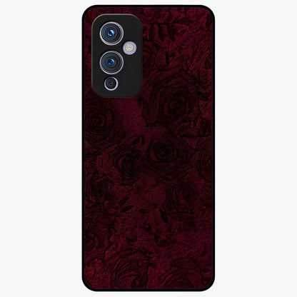 Crimson Fade Flow Glass Case showing flat back view with flowing crimson gradient artwork and glossy glass finish.