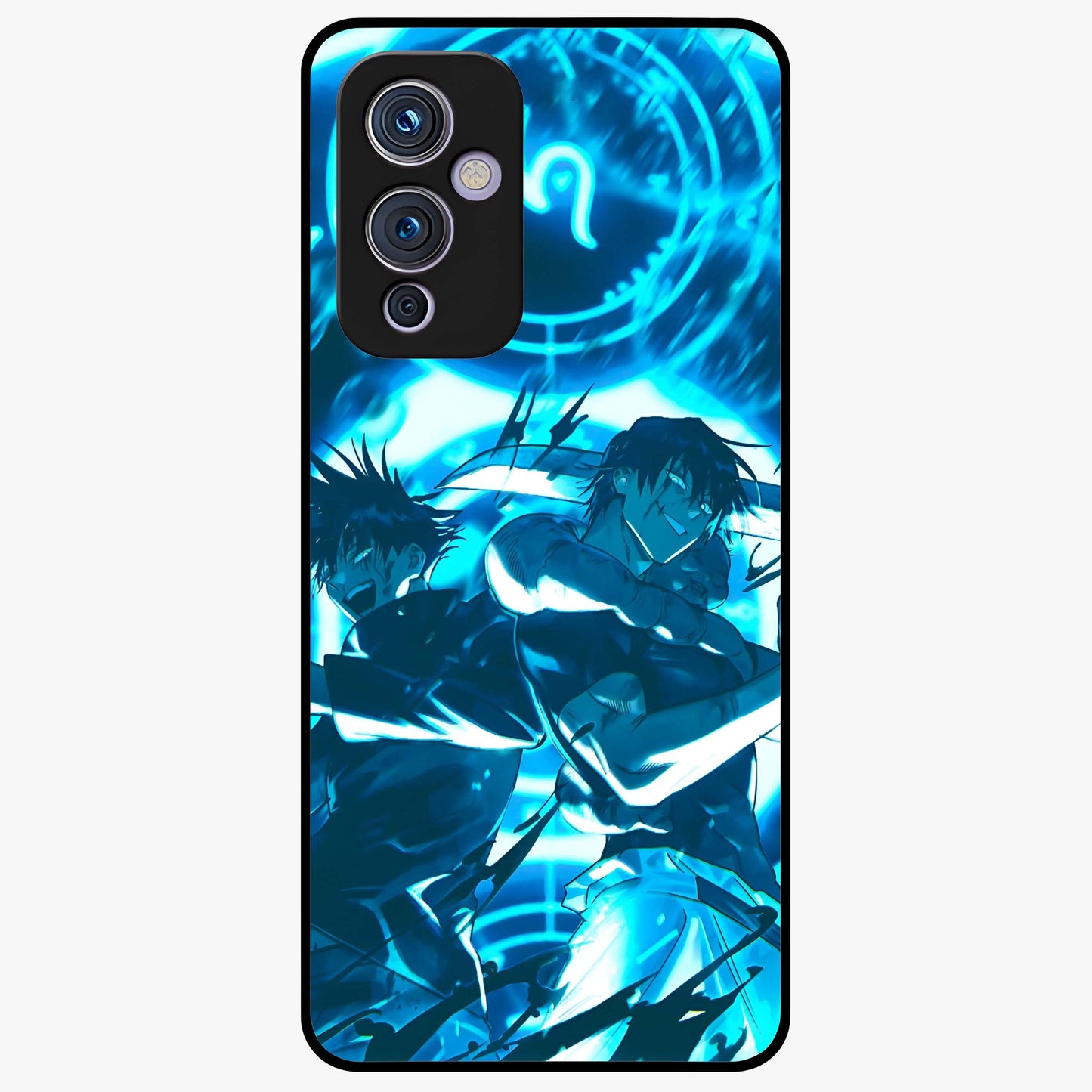 Cursed Energy Clash Glass Case showing flat back view with intense cursed energy artwork and glossy glass finish.