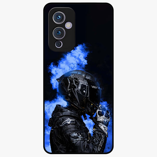 Cyber Sentinel Protocol Glass Case showing flat back view with futuristic cyber themed artwork and glossy glass finish.