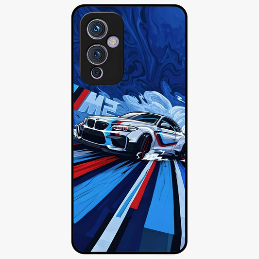 Drift Power Rush Glass Case showing flat back view with dynamic racing inspired artwork and glossy glass finish.