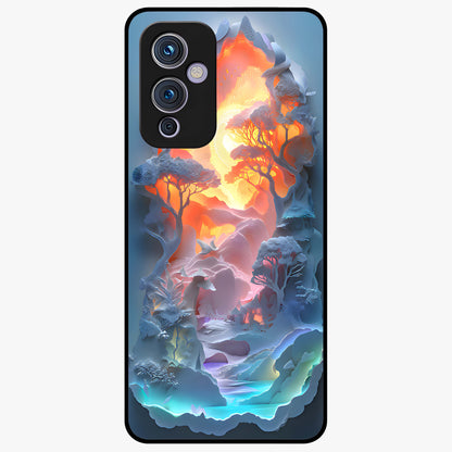 Glow Forest Portal Glass Case showing flat back view with glowing forest portal artwork and glossy glass finish.