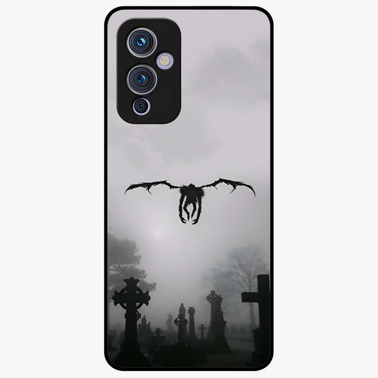 Graveyard Shadow Descent Glass Case showing flat back view with dark graveyard themed artwork and glossy glass finish.