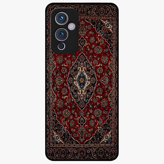 Heritage Carpet Royale Glass Case showing flat back view with ornate Persian carpet inspired pattern and glossy glass finish.