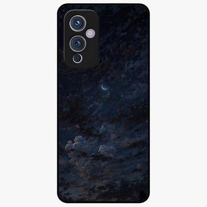 Lunar Veil Silence Glass Case showing flat back view with mystical moon veil artwork and glossy glass finish.