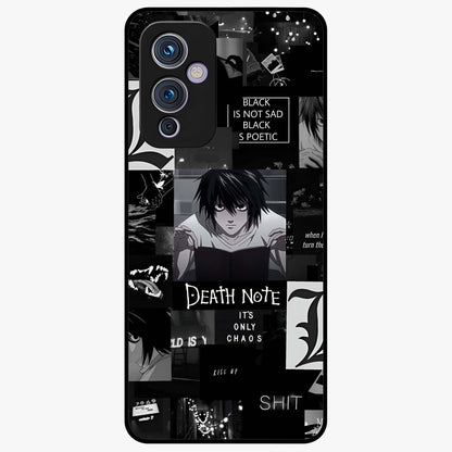 Midnight Chaos Mind Glass Case showing flat back view with abstract dark themed artwork and glossy glass finish.