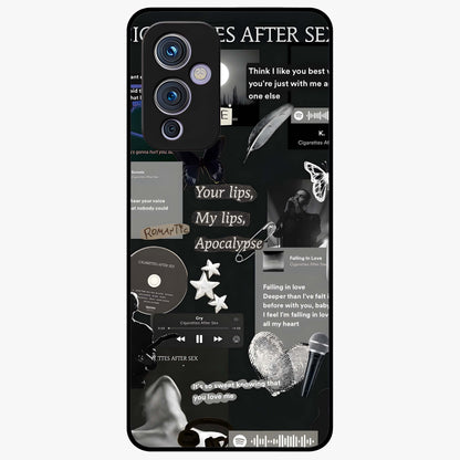 Midnight Love Echo Glass Case showing flat back view with romantic midnight themed artwork and glossy glass finish.