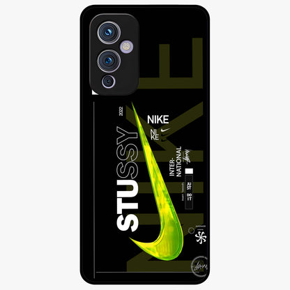 Neon Street Edition Glass Case showing flat back view with neon street style artwork and glossy glass finish.
