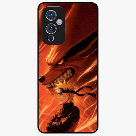 Nine Tails Legacy Glass Case showing flat back view with powerful nine-tailed fox inspired artwork and glossy glass finish.