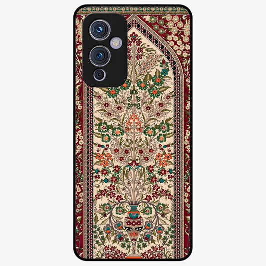 Persian Inspired Glass Case showing flat back view with ornate Persian style pattern artwork and glossy glass finish.