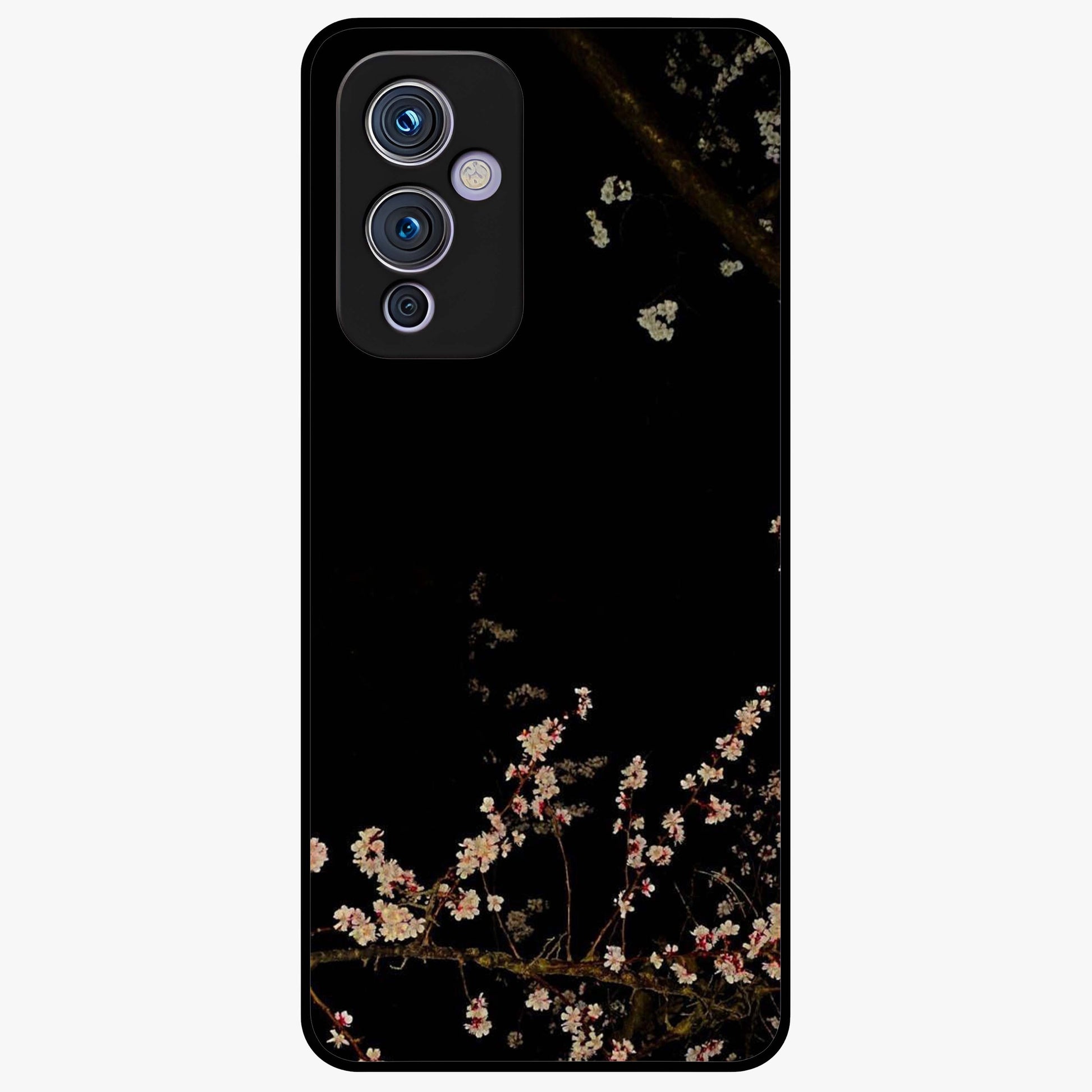 Petal Moon Light With Custom Name Glass Case showing flat back view with floral moonlight artwork and personalized name design.