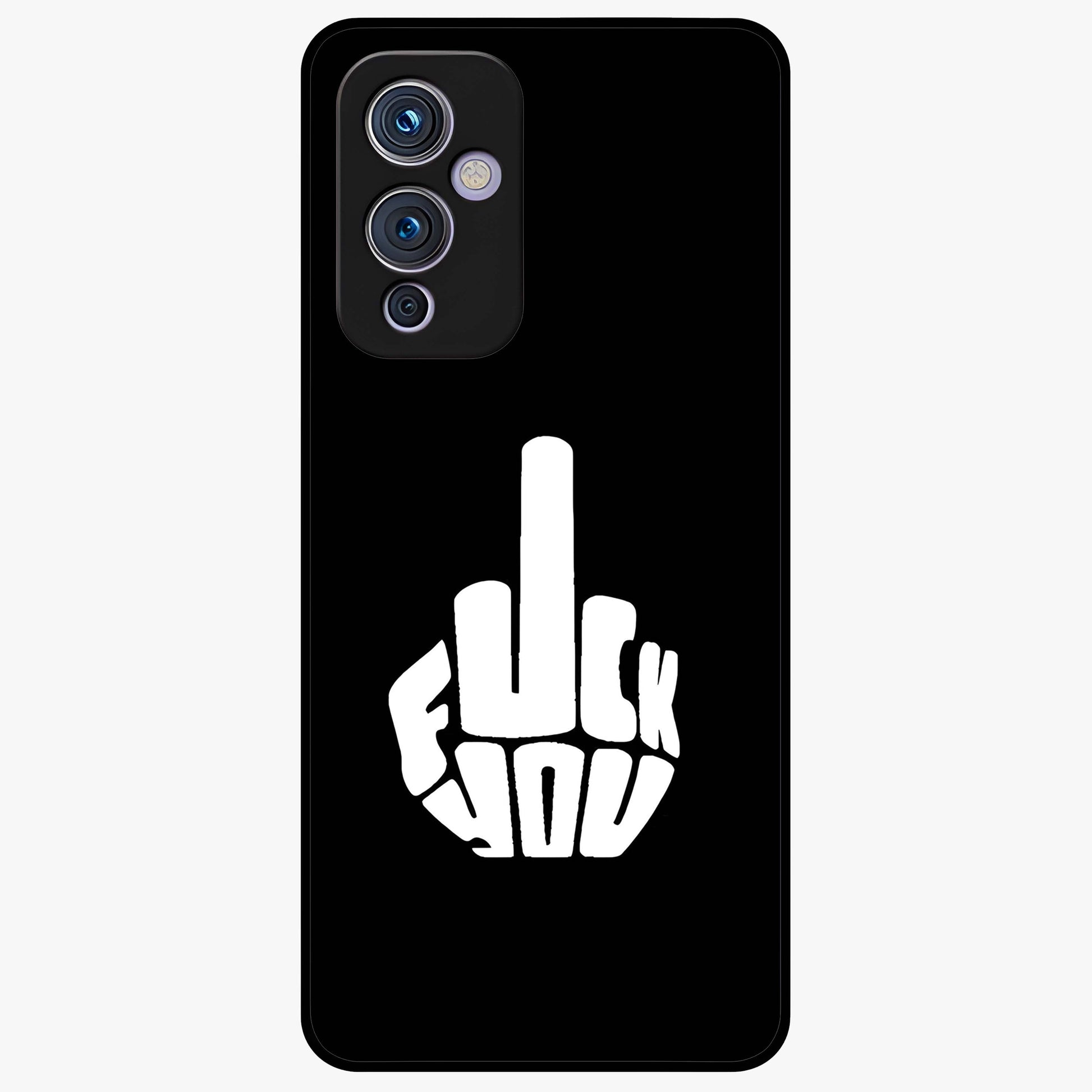 Rebel Mode On Glass Case showing flat back view with bold rebellious typography artwork and glossy glass finish.