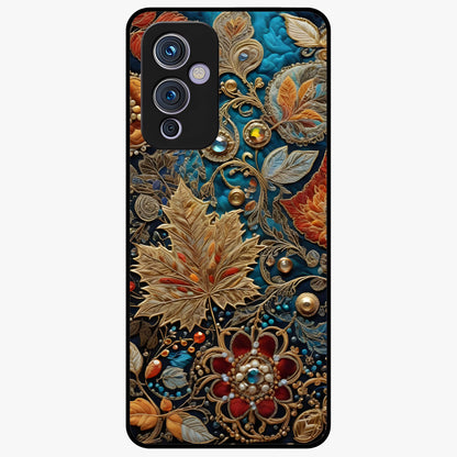 Royal Jewel Garden Glass Case showing flat back view with decorative floral garden artwork and glossy glass finish.