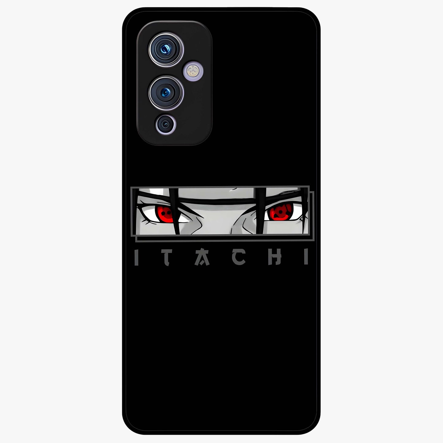 Scarlet Gaze Dominance Glass Case showing flat back view with striking red themed artwork and glossy glass finish.