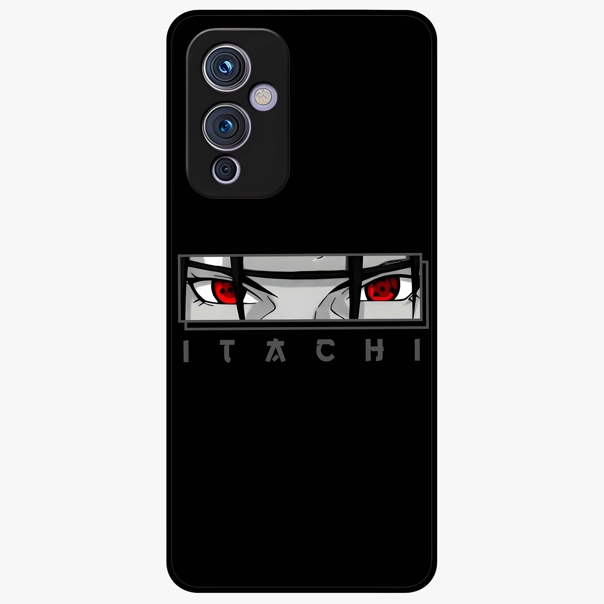 Scarlet Gaze Dominance Glass Case showing flat back view with striking red themed artwork and glossy glass finish.