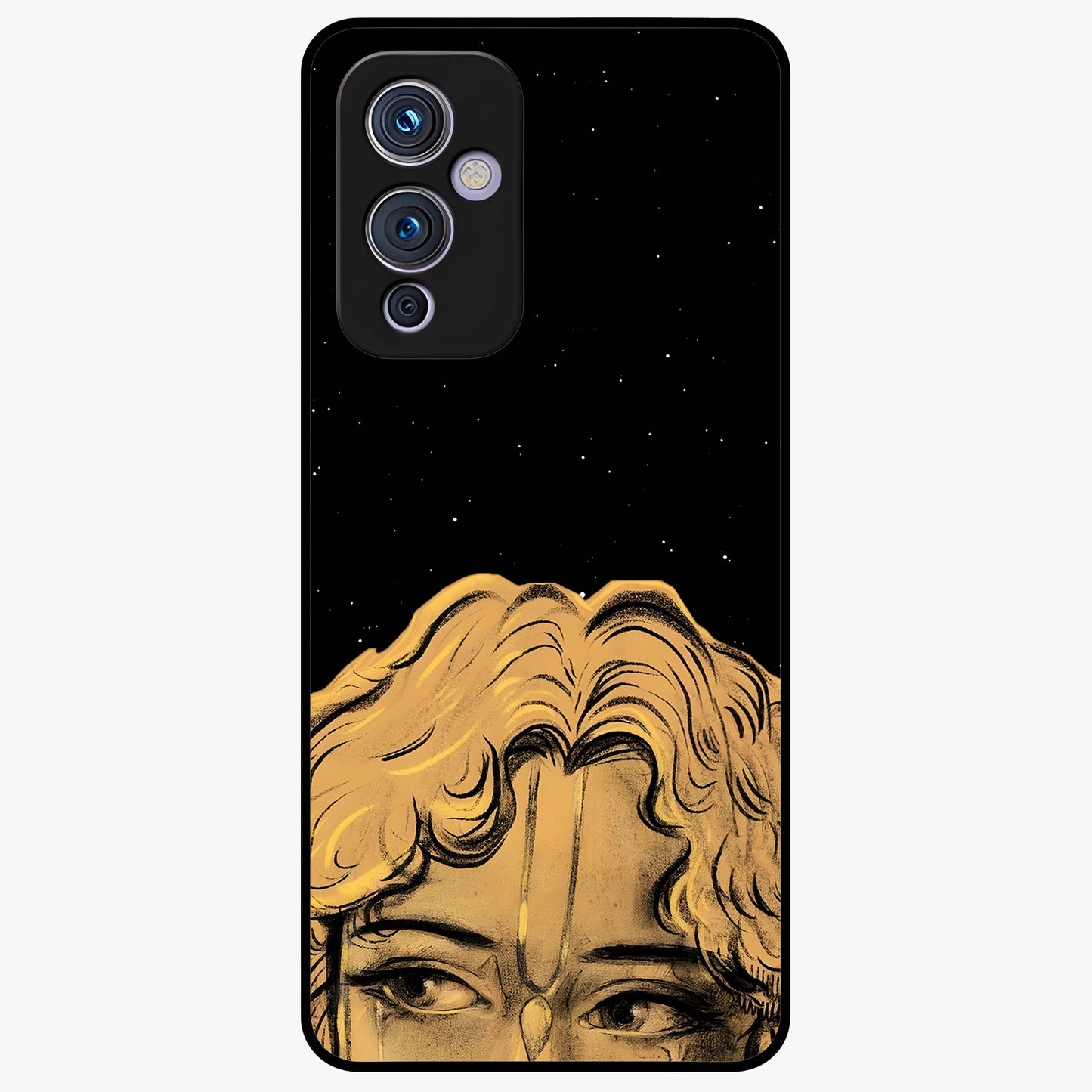 Shri Krishna Art Glass Case showing flat back view with devotional Krishna artwork and glossy glass finish.