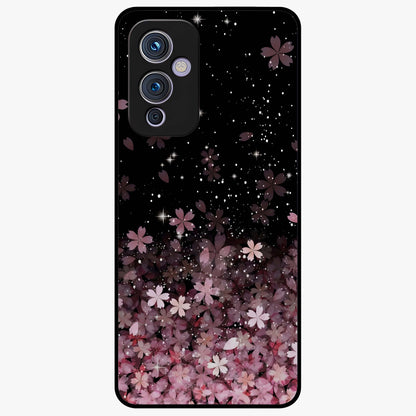 Small Starry Flowers Glass Case showing flat back view with delicate starry floral artwork and glossy glass finish.