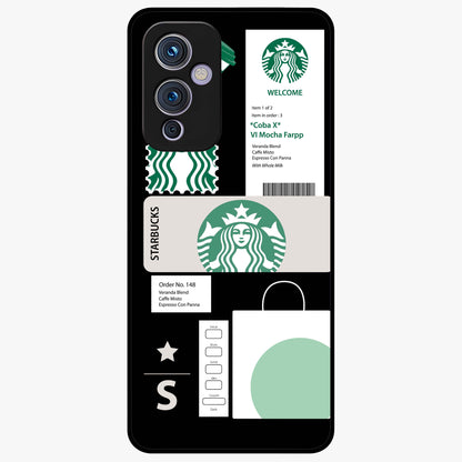 Starbucks Mocha Glass Case showing flat back view with coffee inspired artwork and glossy glass finish.