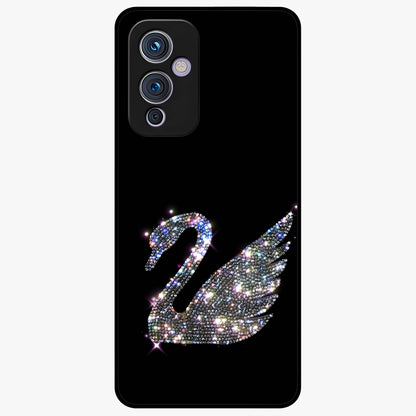 Starlit Swan Grace Glass Case showing flat back view with graceful swan artwork under starry sky and glossy glass finish.