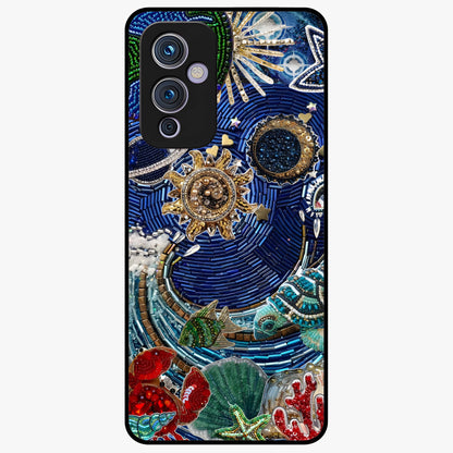 Universe Underwater Spark Glass Case showing flat back view with cosmic underwater themed artwork and glossy glass finish.