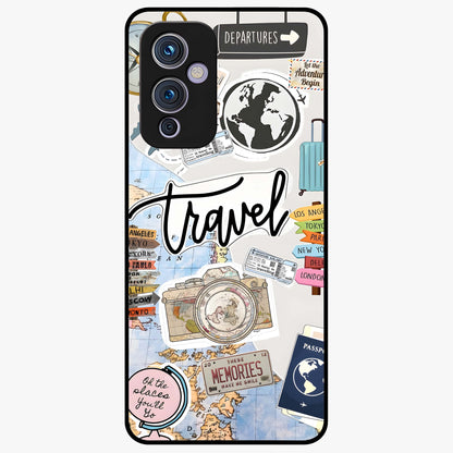 Wanderlust Journal Glass Case showing flat back view with travel inspired artwork and glossy glass finish.
