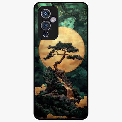 Zen Moon Rise Glass Case showing flat back view with calm moonrise artwork and glossy glass finish.