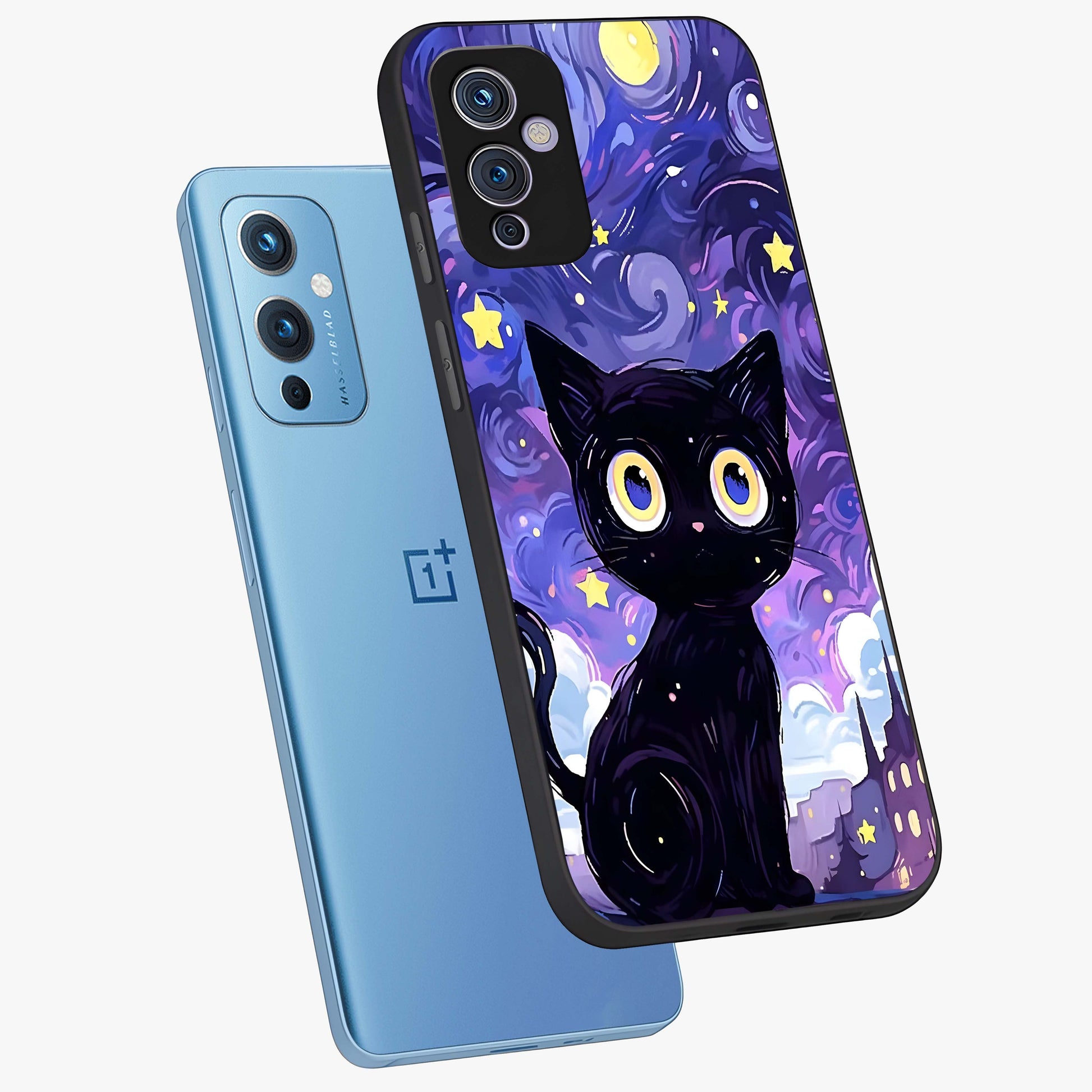 Abstract Cat Art Glass Case displayed in angled mockup highlighting modern abstract cat artwork and sleek glass surface.