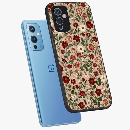 Biege Flower With Leaf Glass Case displayed in angled mockup highlighting minimal floral leaf design and elegant aesthetic.