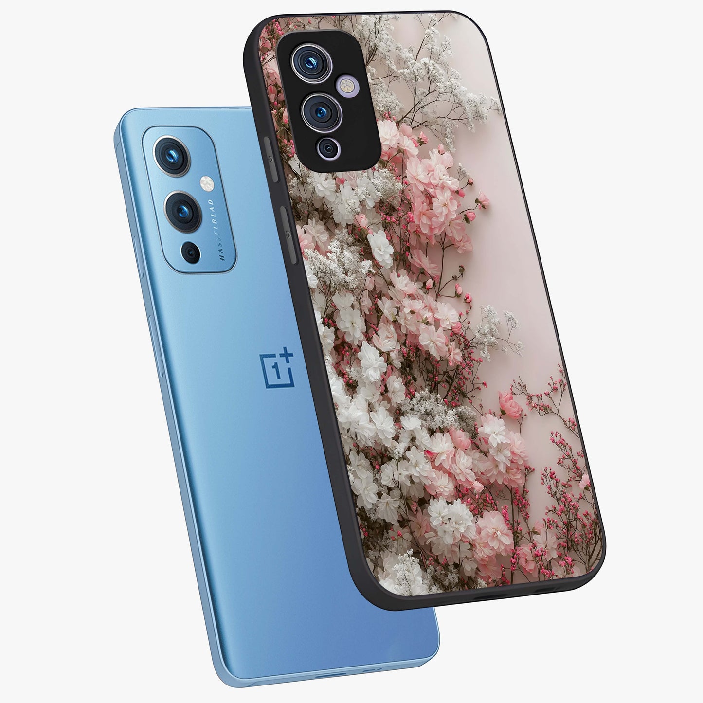 Blush Blossom Cloud Glass Case displayed in angled mockup highlighting soft cloud and blossom design with pastel aesthetic.