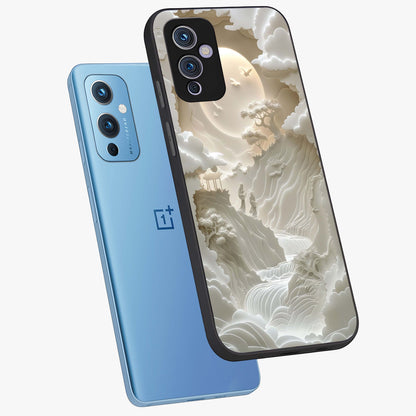 Celestial Origami Glass Case displayed in angled mockup highlighting geometric origami design with cosmic aesthetic theme.