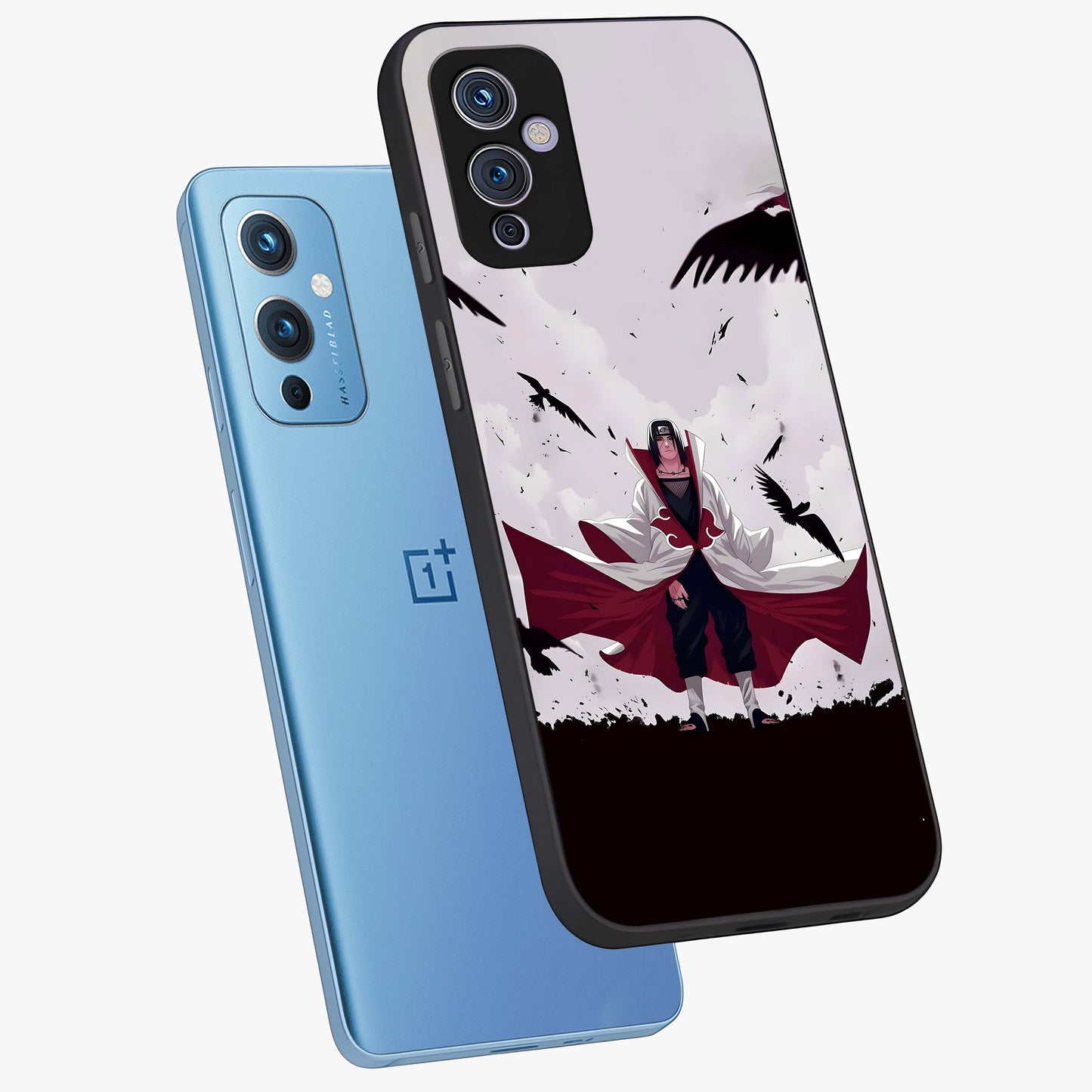 Crimson Crow Ascension Glass Case displayed in angled mockup highlighting powerful crow illustration with dark crimson aesthetic.