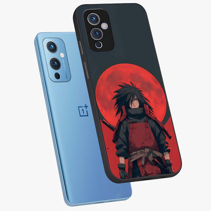 Crimson Moon Warlord Glass Case displayed in angled mockup highlighting dramatic crimson moon design with fantasy aesthetic.