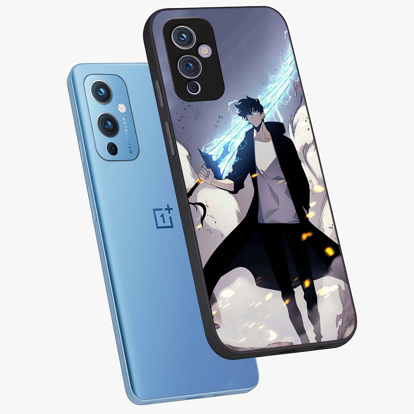 Dark Lightning Anime Warrior Glass Case displayed in angled mockup highlighting powerful lightning themed anime illustration.