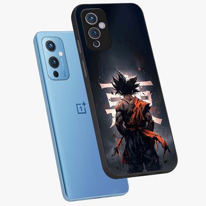 Dark Warrior In Rain Glass Case displayed in angled mockup highlighting dramatic warrior illustration with dark rain aesthetic.