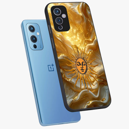 Eternal Golden Glow Glass Case displayed in angled mockup highlighting glowing golden aesthetic design with elegant style.