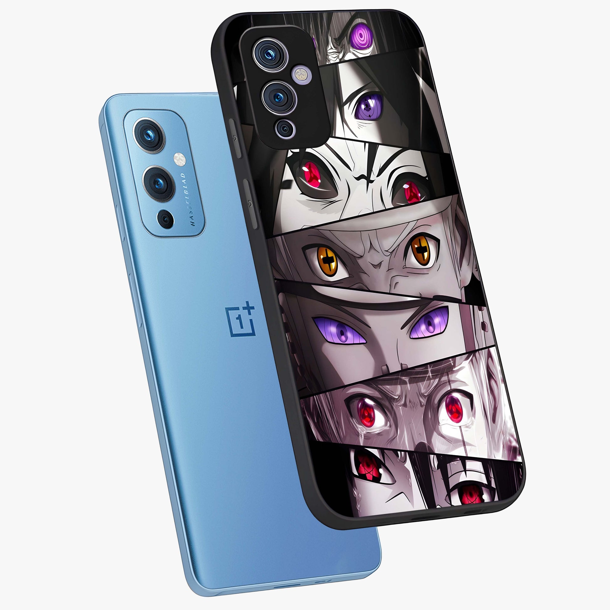 Eyes of Destiny Glass Case displayed in angled mockup highlighting bold eye illustration with mystical aesthetic style.