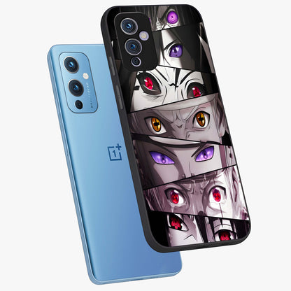 Eyes of Destiny Glass Case displayed in angled mockup highlighting bold eye illustration with mystical aesthetic style.