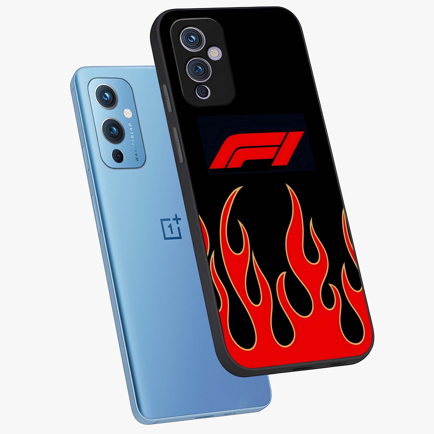 Fire F11 Glass Case displayed in angled mockup highlighting bold fire inspired graphic with energetic aesthetic style.
