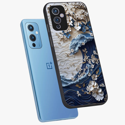 Floral Wave Origami Glass Case displayed in angled mockup highlighting geometric origami flower design with modern aesthetic style.