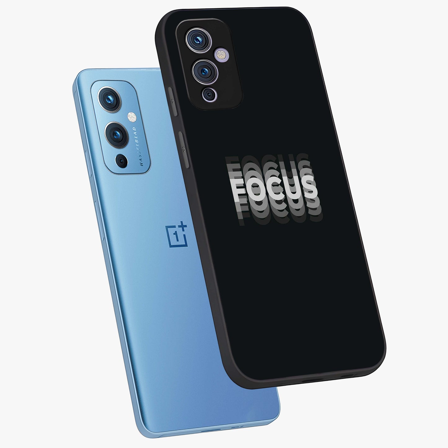 Focus Mode On Glass Case displayed in angled mockup highlighting clean minimal text artwork with modern aesthetic style.