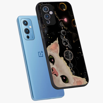 Galactic Cat Glass Case displayed in angled mockup highlighting celestial feline illustration with galaxy aesthetic style.