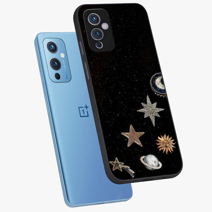 Galactic Charm Glow Glass Case displayed in angled mockup highlighting luminous galaxy inspired design with dreamy aesthetic.