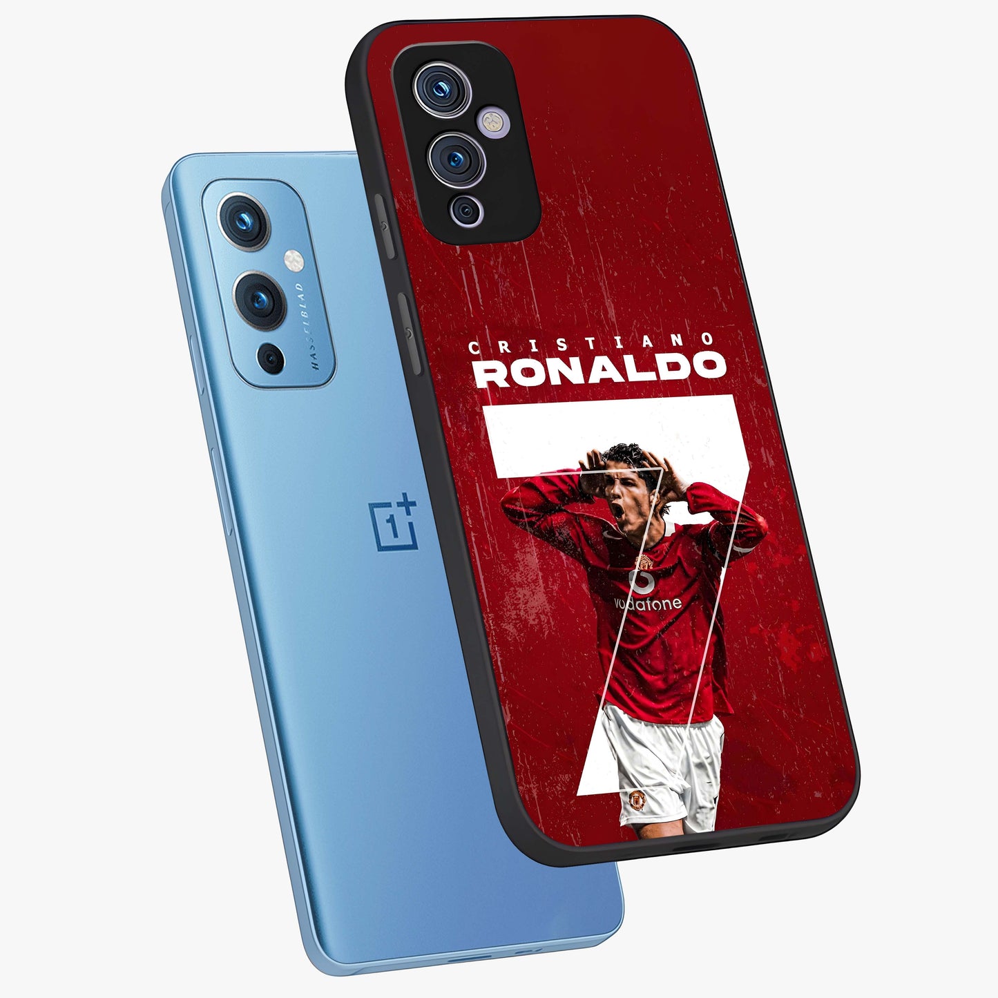 Goal Celebration Legacy Glass Case displayed in angled mockup highlighting energetic sports celebration design with bold athletic theme.