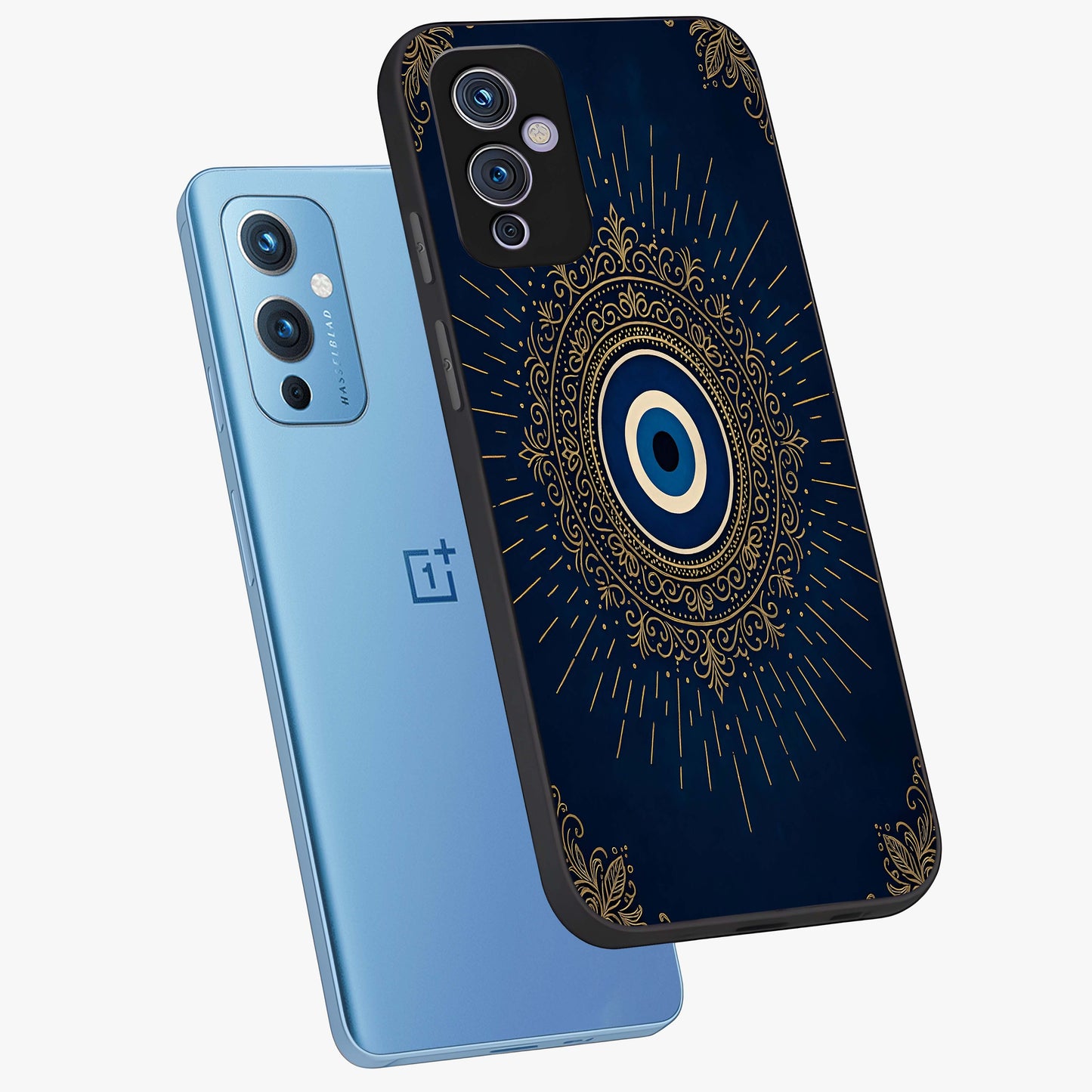 Golden Celestial Charm Glass Case displayed in angled mockup highlighting sparkling cosmic charm design with celestial aesthetic.