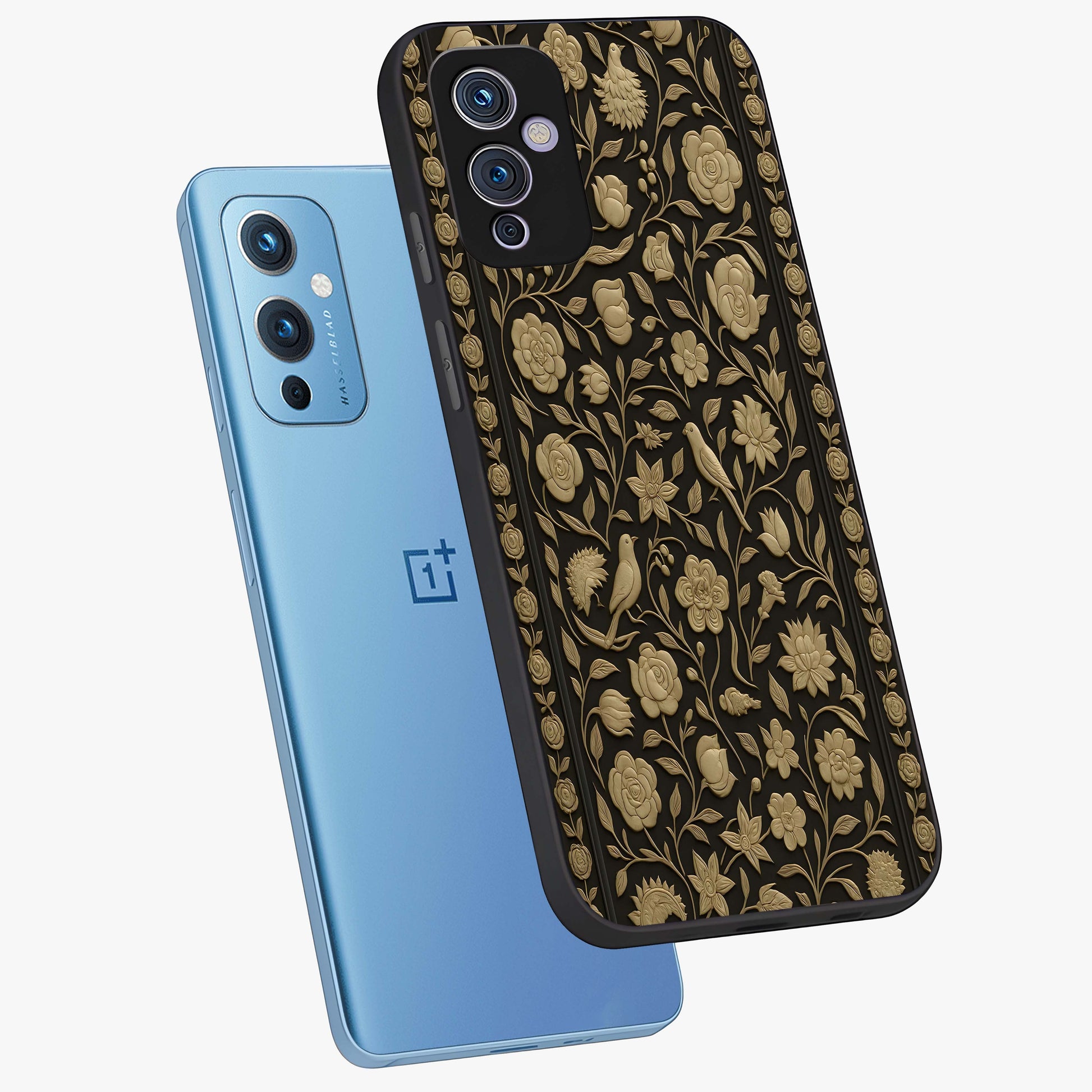Golden Evil Eye Mandala Glass Case displayed in angled mockup highlighting protective evil eye symbol with golden mandala design.