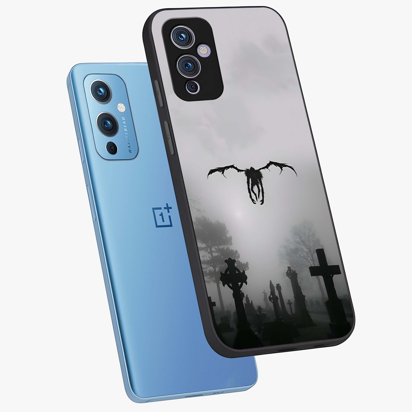 Graveyard Shadow Descent Glass Case displayed in angled mockup highlighting eerie shadow illustration with gothic aesthetic.