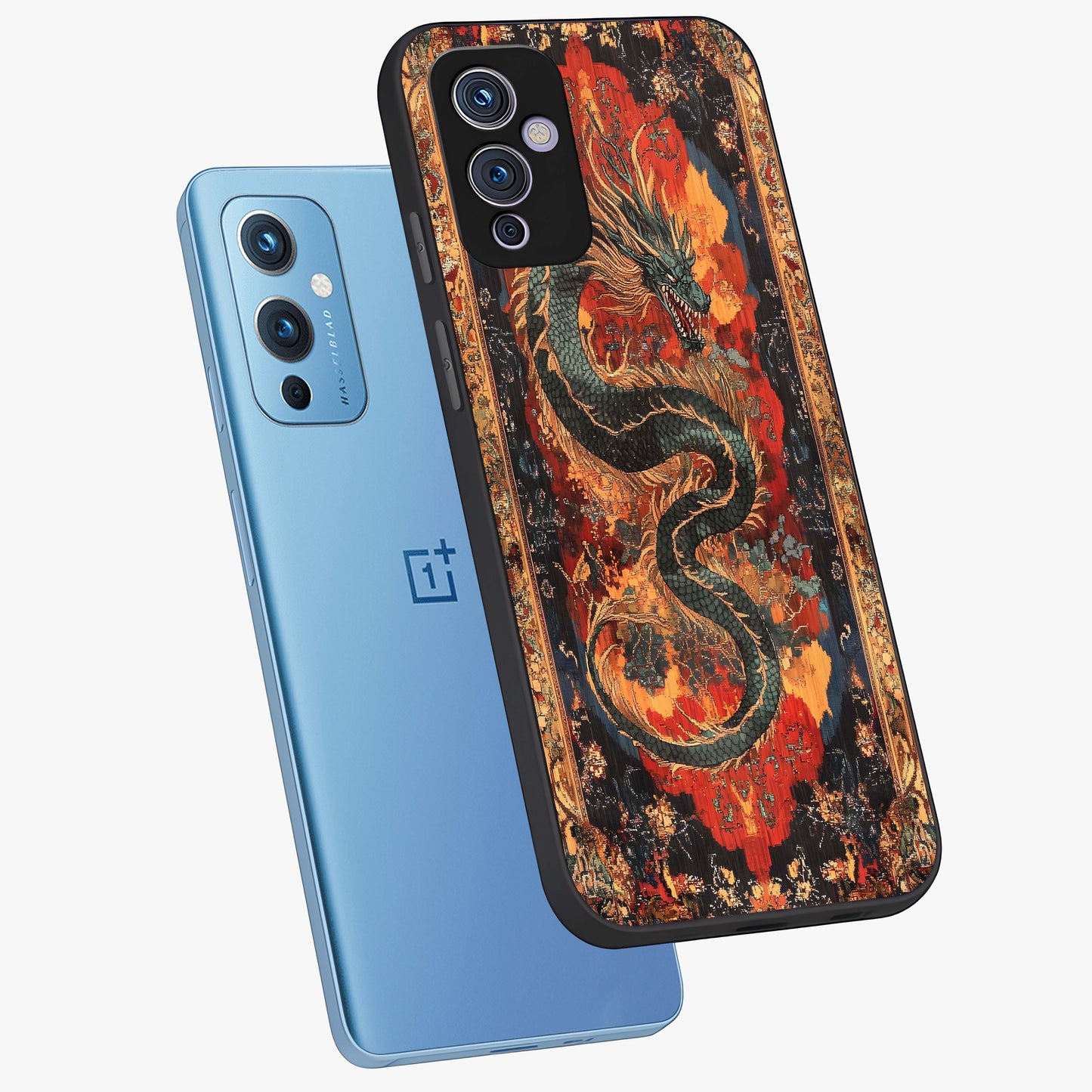 Inferno Dragon Soul Glass Case displayed in angled mockup highlighting powerful dragon illustration with inferno aesthetic.