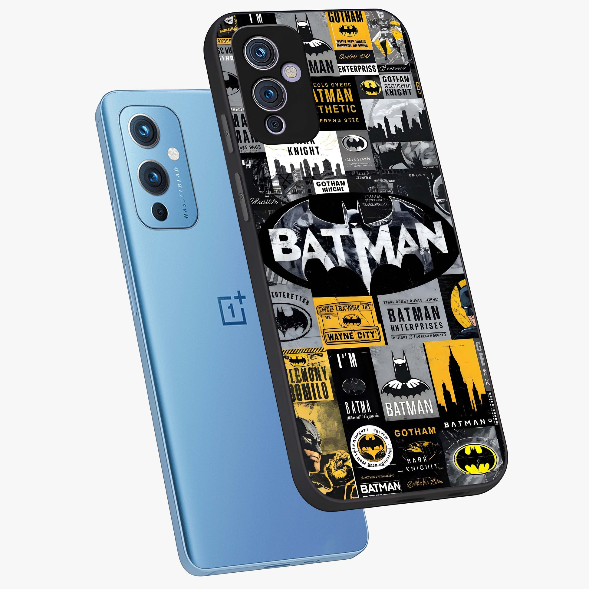 Knight Gotham Rise Glass Case displayed in angled mockup highlighting powerful knight silhouette design with dramatic aesthetic.