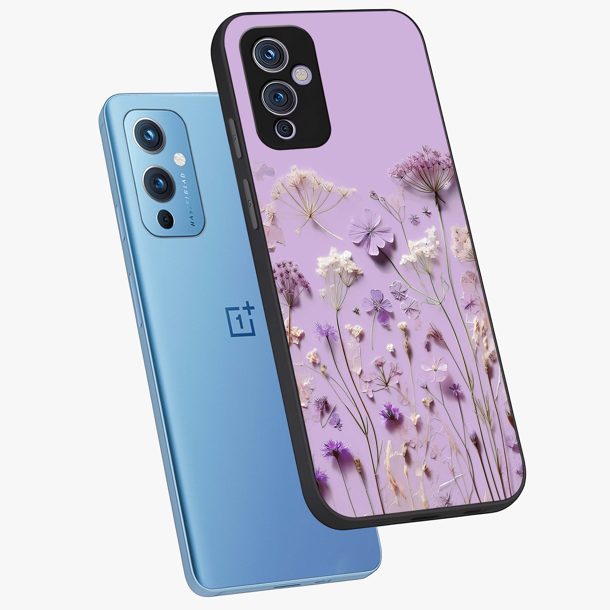 Lavender Blossom Dream Glass Case displayed in angled mockup highlighting dreamy lavender flower design with calming aesthetic style.
